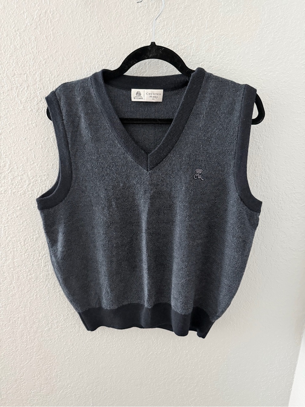Countess Mara Vintage Dark Charcoal/Blue  Knit Sweater Vest